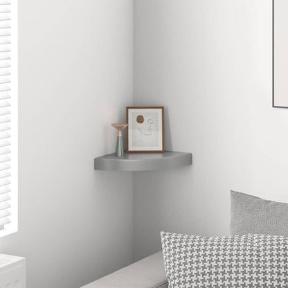 Floating Corner Shelf High Gloss Grey 25x25x3.8 cm MDF