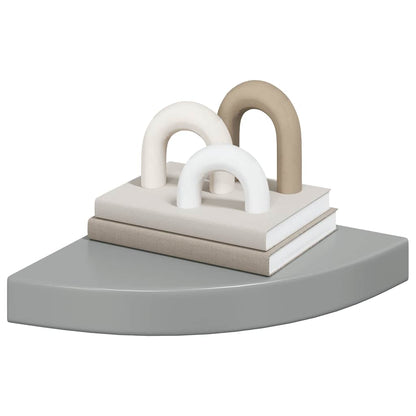 Floating Corner Shelf High Gloss Grey 25x25x3.8 cm MDF