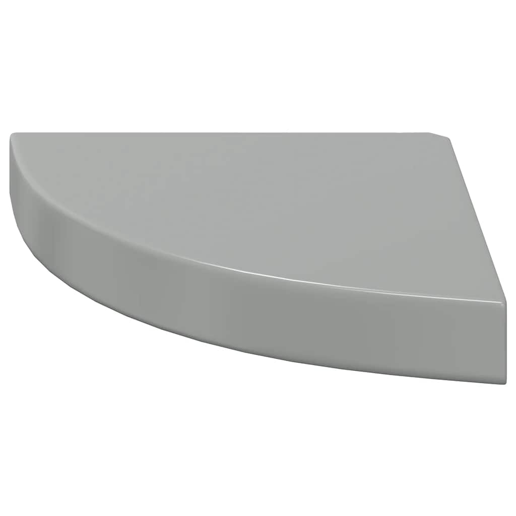 Floating Corner Shelf High Gloss Grey 25x25x3.8 cm MDF
