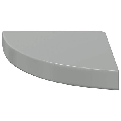 Floating Corner Shelf High Gloss Grey 25x25x3.8 cm MDF