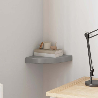 Floating Corner Shelf High Gloss Grey 25x25x3.8 cm MDF