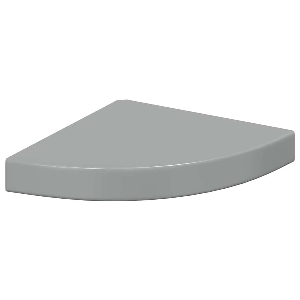 Floating Corner Shelves 2 pcs High Gloss Grey 25x25x3.8 cm MDF