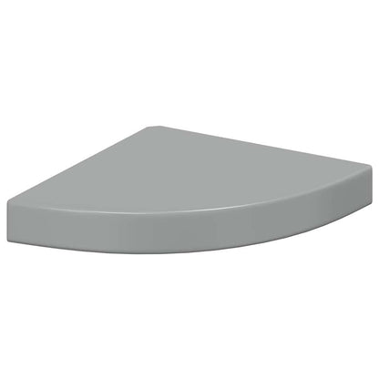 Floating Corner Shelves 2 pcs High Gloss Grey 25x25x3.8 cm MDF