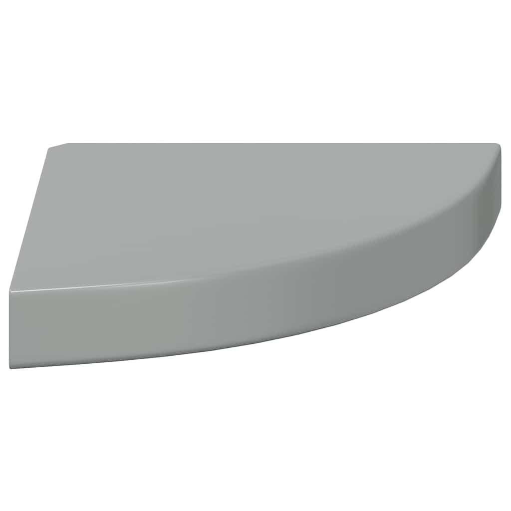 Floating Corner Shelves 2 pcs High Gloss Grey 25x25x3.8 cm MDF