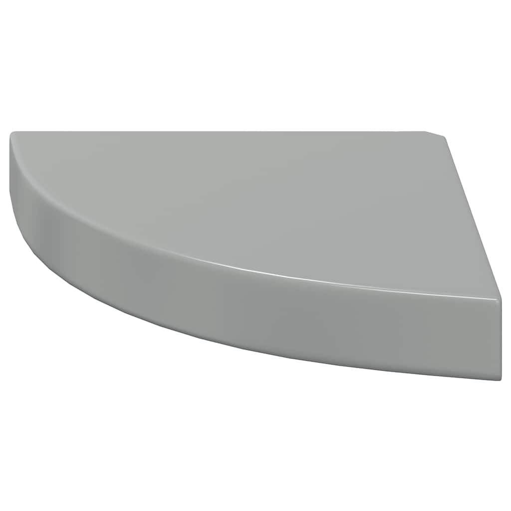 Floating Corner Shelves 4 pcs High Gloss Grey 25x25x3.8 cm MDF