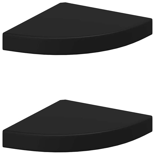 Floating Corner Shelves 2 pcs Black 25x25x3.8 cm MDF