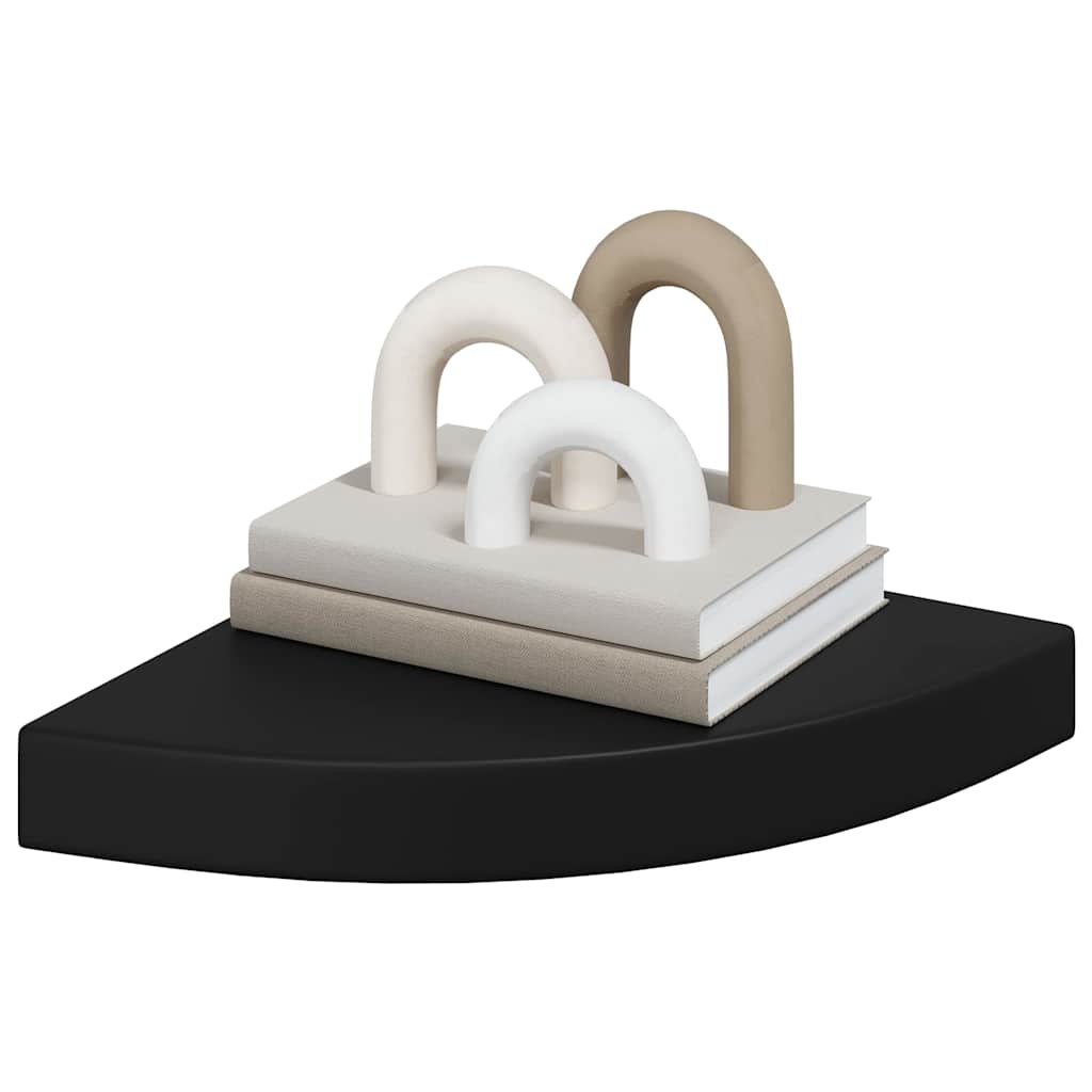 Floating Corner Shelves 2 pcs Black 25x25x3.8 cm MDF