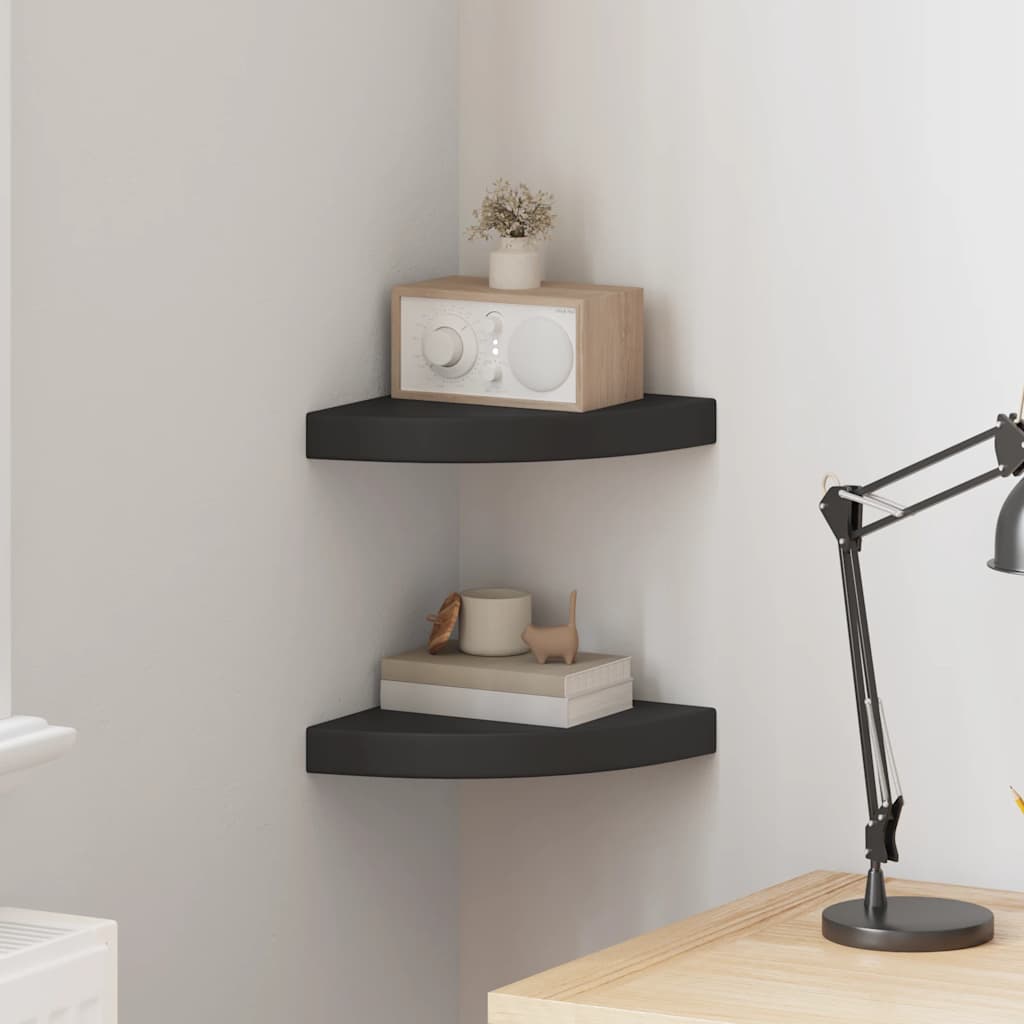 Floating Corner Shelves 2 pcs Black 25x25x3.8 cm MDF