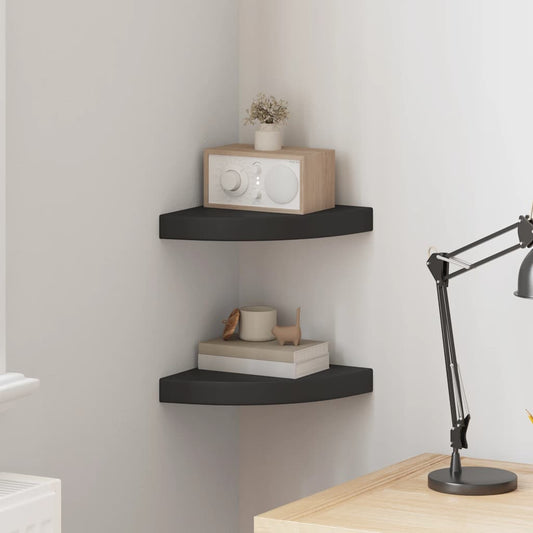Floating Corner Shelves 2 pcs Black 25x25x3.8 cm MDF