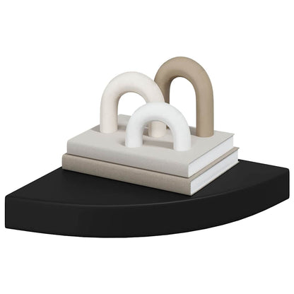 Floating Corner Shelves 4 pcs Black 25x25x3.8 cm MDF