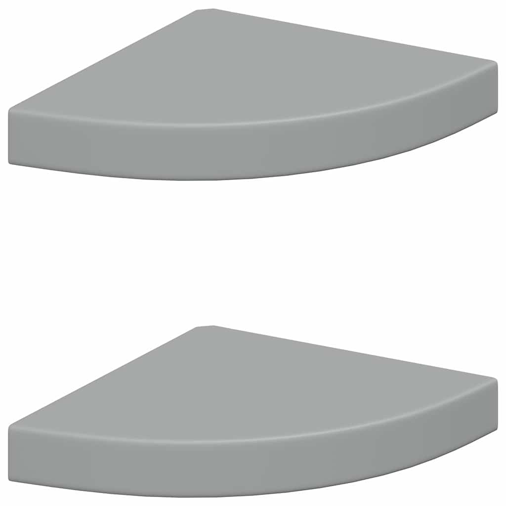 Floating Corner Shelves 2 pcs Grey 25x25x3.8 cm MDF