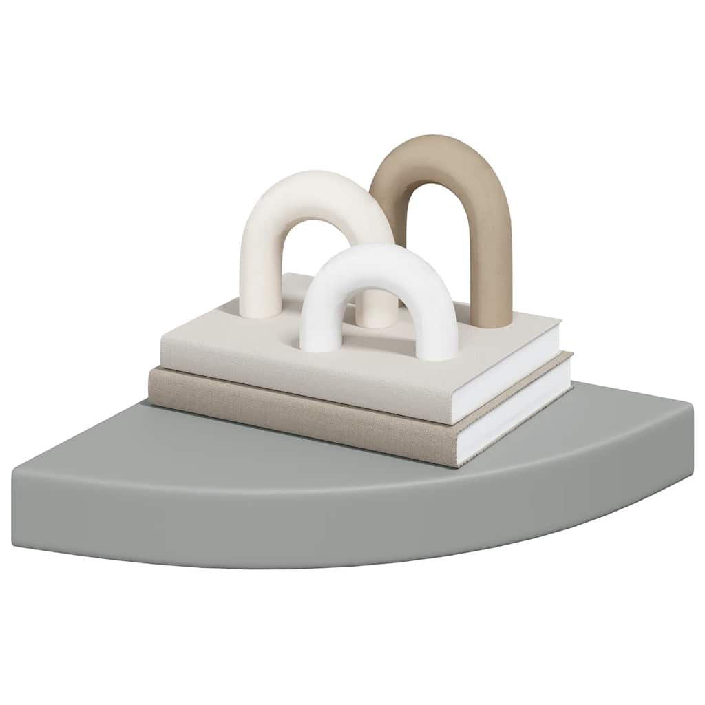 Floating Corner Shelves 2 pcs Grey 25x25x3.8 cm MDF