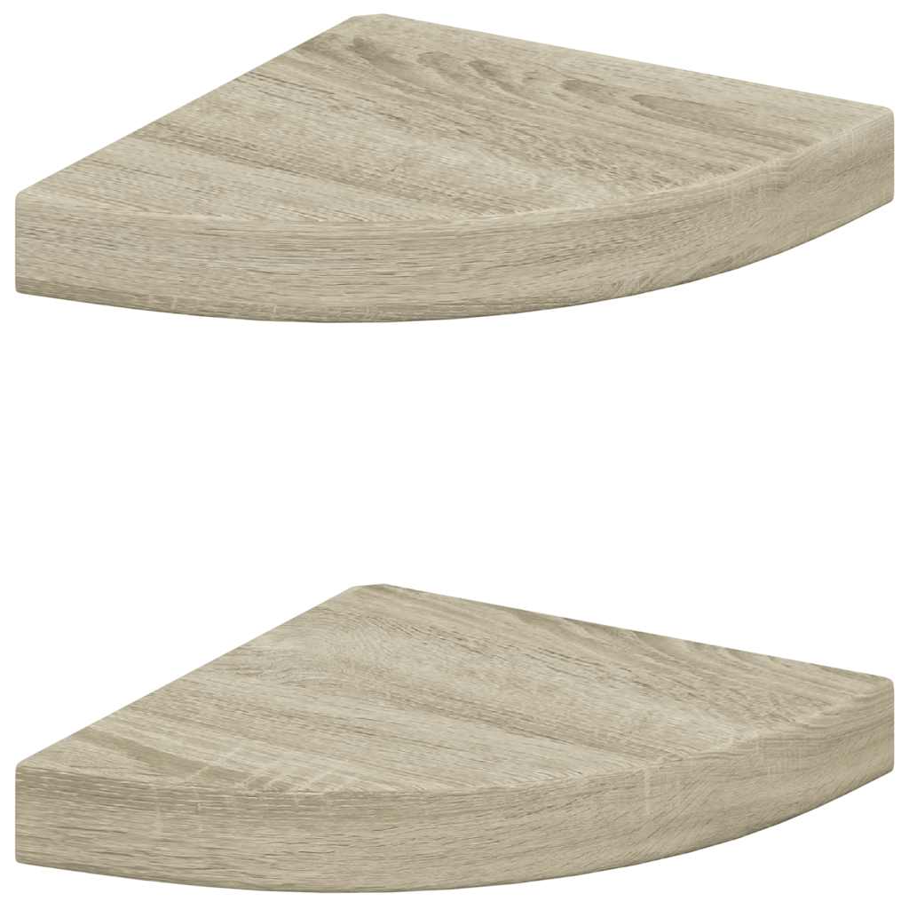 Floating Corner Shelves 2 pcs Oak 25x25x3.8 cm MDF