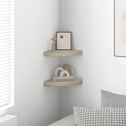 Floating Corner Shelves 2 pcs Oak 25x25x3.8 cm MDF
