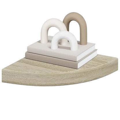 Floating Corner Shelves 2 pcs Oak 25x25x3.8 cm MDF