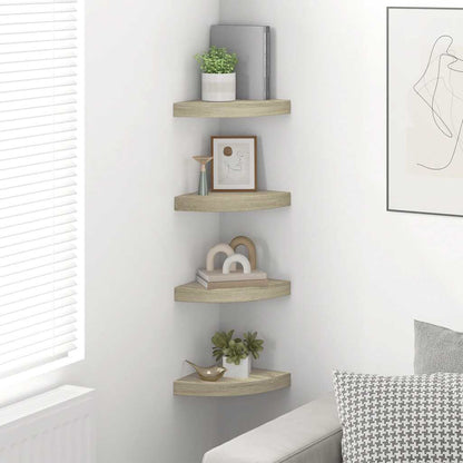 Floating Corner Shelves 4 pcs Oak 25x25x3.8 cm MDF