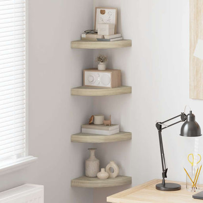 Floating Corner Shelves 4 pcs Oak 25x25x3.8 cm MDF