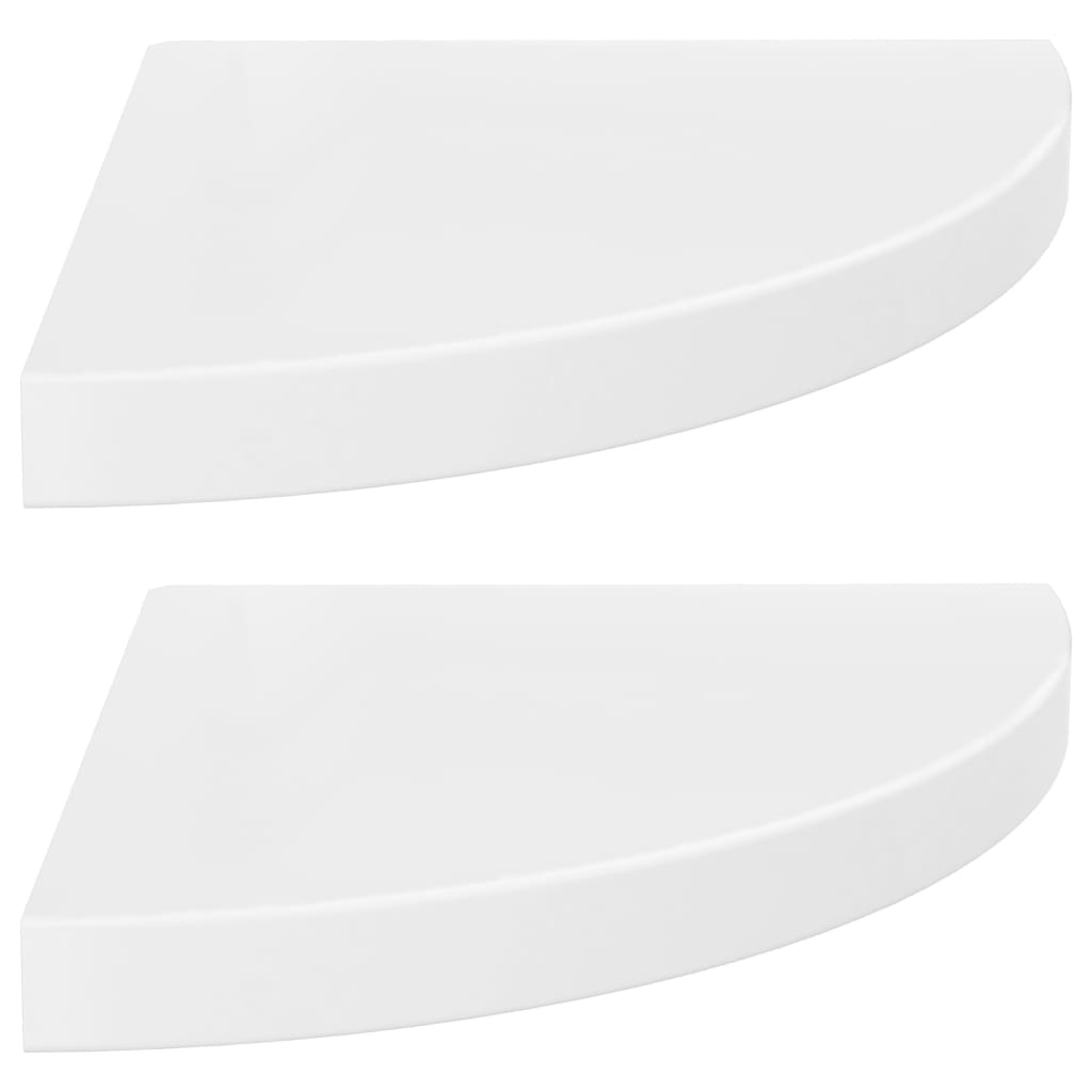Floating Corner Shelves 2 pcs High Gloss White 35x35x3.8 cm MDF