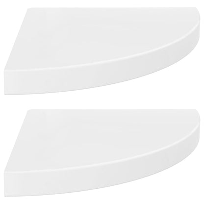 Floating Corner Shelves 2 pcs High Gloss White 35x35x3.8 cm MDF