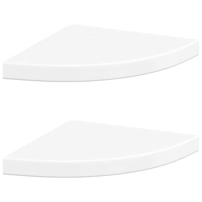 Floating Corner Shelves 2 pcs High Gloss White 35x35x3.8 cm MDF