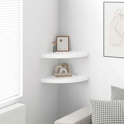 Floating Corner Shelves 2 pcs High Gloss White 35x35x3.8 cm MDF