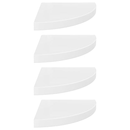 Floating Corner Shelves 4 pcs High Gloss White 35x35x3.8 cm MDF