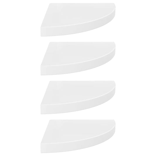 Floating Corner Shelves 4 pcs High Gloss White 35x35x3.8 cm MDF