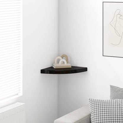 Floating Corner Shelf High Gloss Black 35x35x3.8 cm MDF