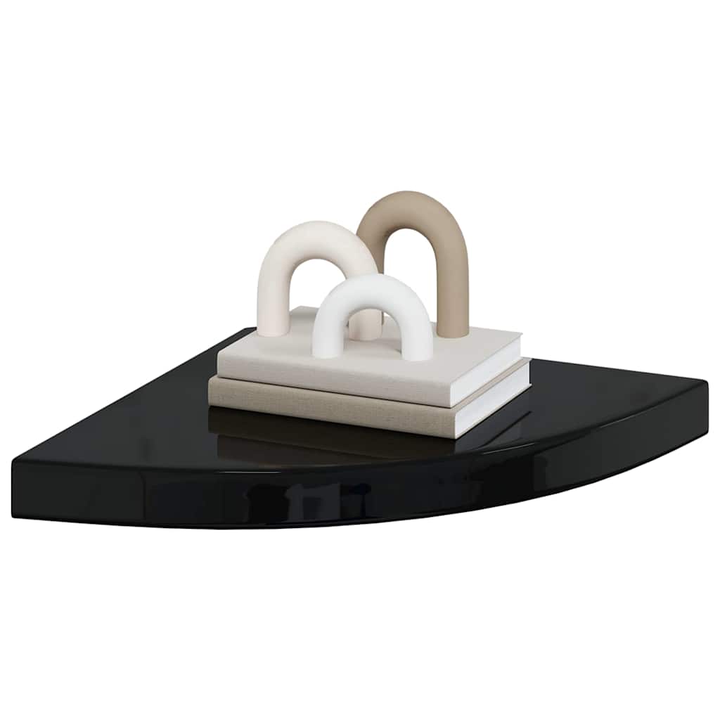 Floating Corner Shelf High Gloss Black 35x35x3.8 cm MDF