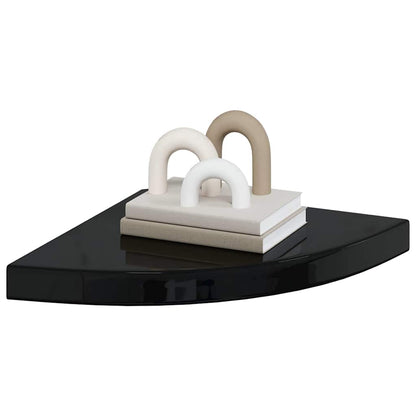 Floating Corner Shelf High Gloss Black 35x35x3.8 cm MDF