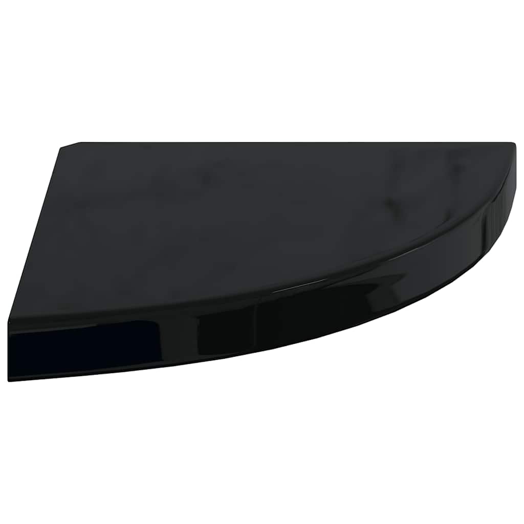 Floating Corner Shelf High Gloss Black 35x35x3.8 cm MDF