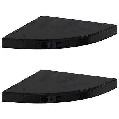 Floating Corner Shelves 2 pcs High Gloss Black 35x35x3.8 cm MDF