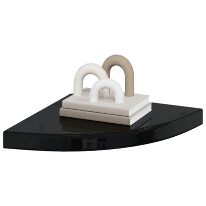 Floating Corner Shelves 2 pcs High Gloss Black 35x35x3.8 cm MDF