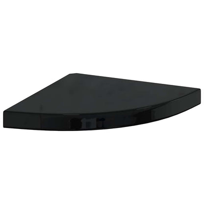 Floating Corner Shelves 2 pcs High Gloss Black 35x35x3.8 cm MDF