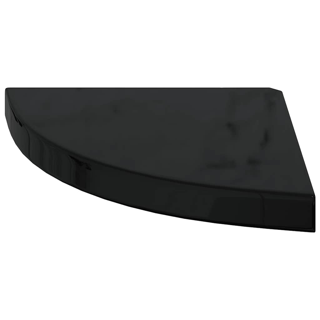 Floating Corner Shelves 2 pcs High Gloss Black 35x35x3.8 cm MDF