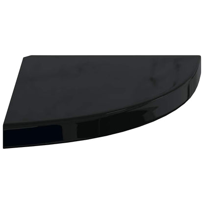 Floating Corner Shelves 2 pcs High Gloss Black 35x35x3.8 cm MDF