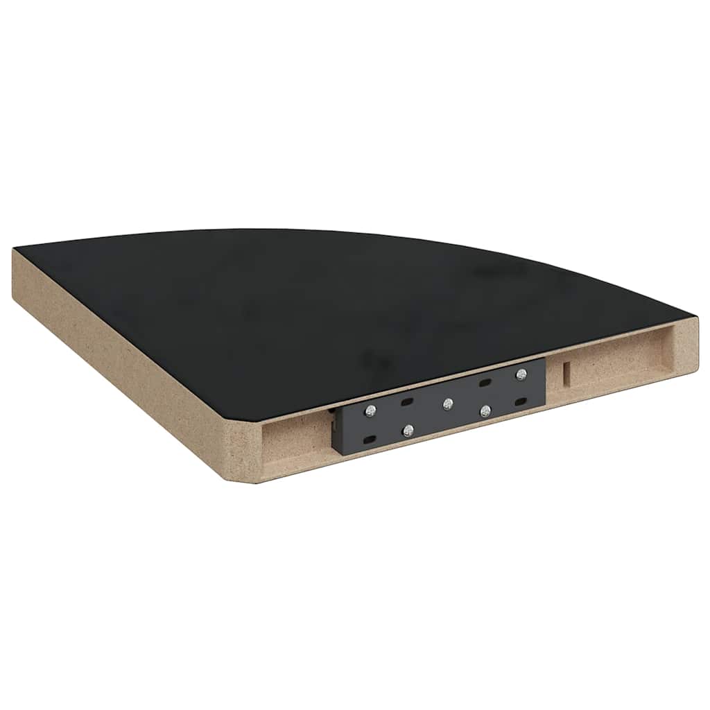 Floating Corner Shelves 2 pcs High Gloss Black 35x35x3.8 cm MDF
