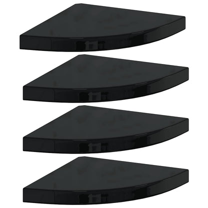 Floating Corner Shelves 4 pcs High Gloss Black 35x35x3.8 cm MDF