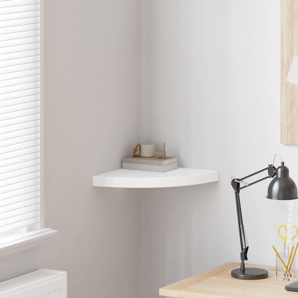Floating Corner Shelf White 35x35x3.8 cm MDF