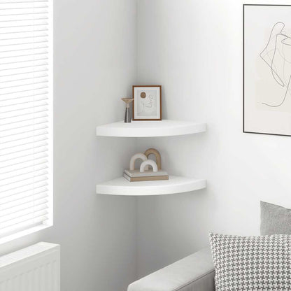 Floating Corner Shelves 2 pcs White 35x35x3.8 cm MDF