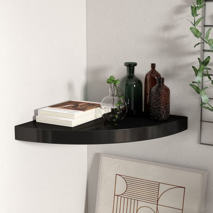Floating Corner Shelf Black 35x35x3.8 cm MDF