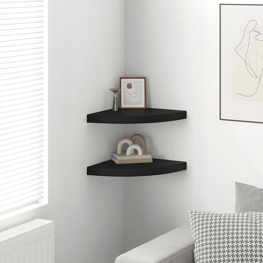 Corner Shelf | Set of 2 | Black | Honeycomb MDF, metal | 35 cm - Medium