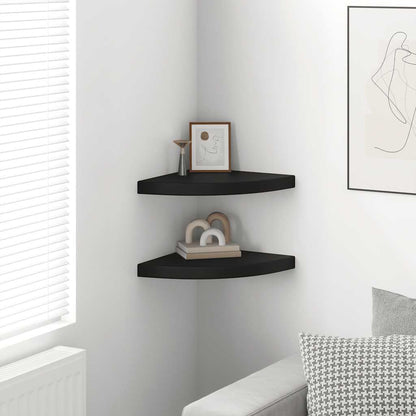 Floating Corner Shelves 2 pcs Black 35x35x3.8 cm MDF