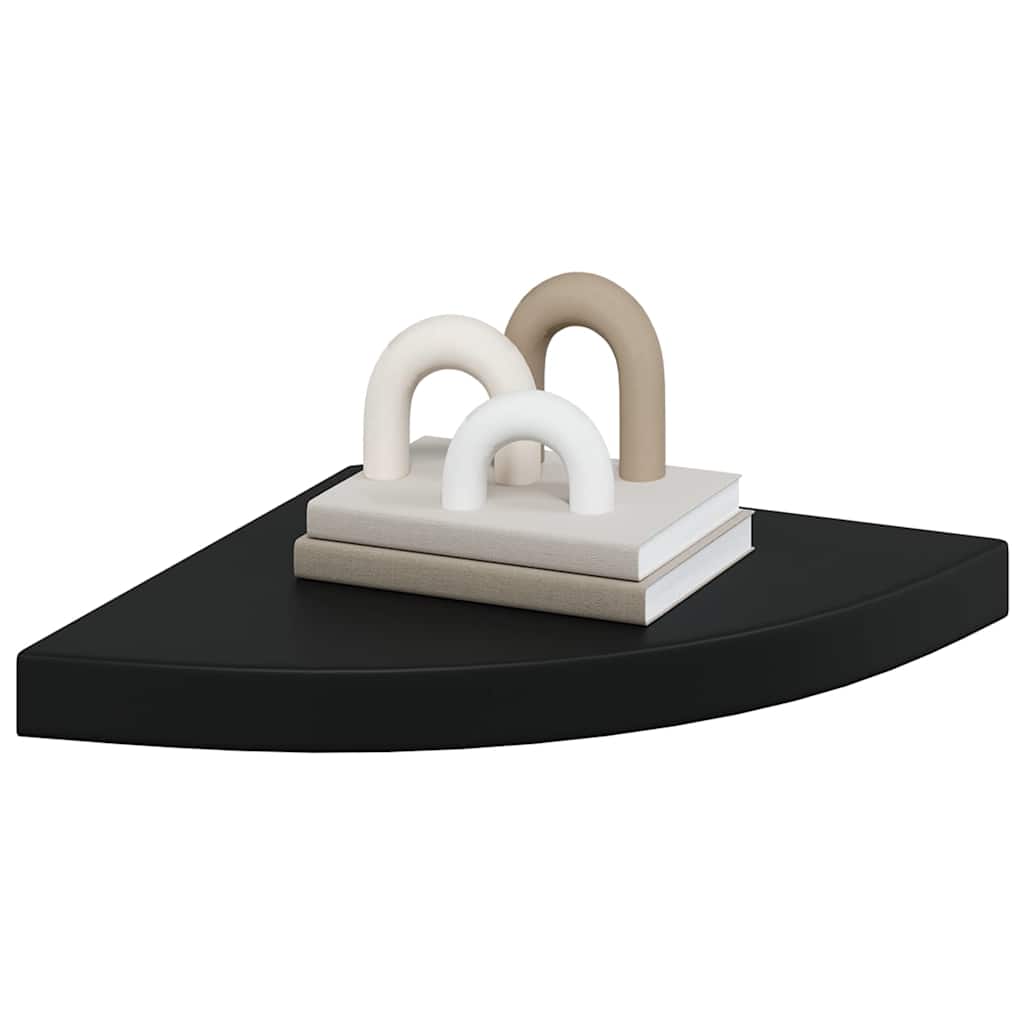 Corner Shelf | Set of 2 | Black | Honeycomb MDF, metal | 35 cm - Medium