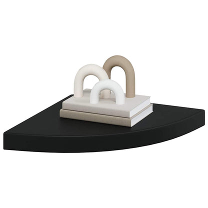 Floating Corner Shelves 2 pcs Black 35x35x3.8 cm MDF