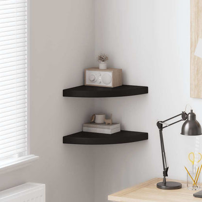 Floating Corner Shelves 2 pcs Black 35x35x3.8 cm MDF