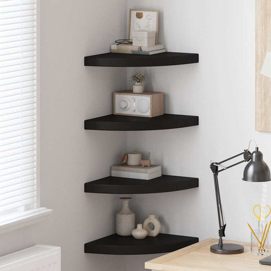 Floating Corner Shelves 4 pcs Black 35x35x3.8 cm MDF