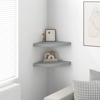 Floating Corner Shelves 2 pcs Grey 35x35x3.8 cm MDF