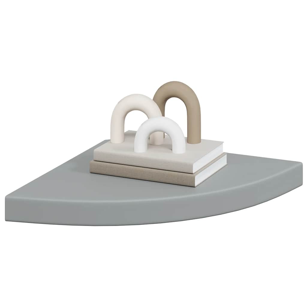 Floating Corner Shelves 2 pcs Grey 35x35x3.8 cm MDF