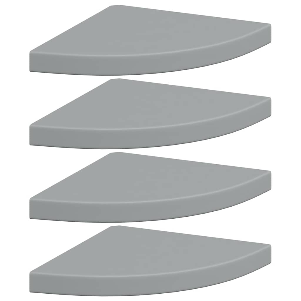 Floating Corner Shelves 4 pcs Grey 35x35x3.8 cm MDF